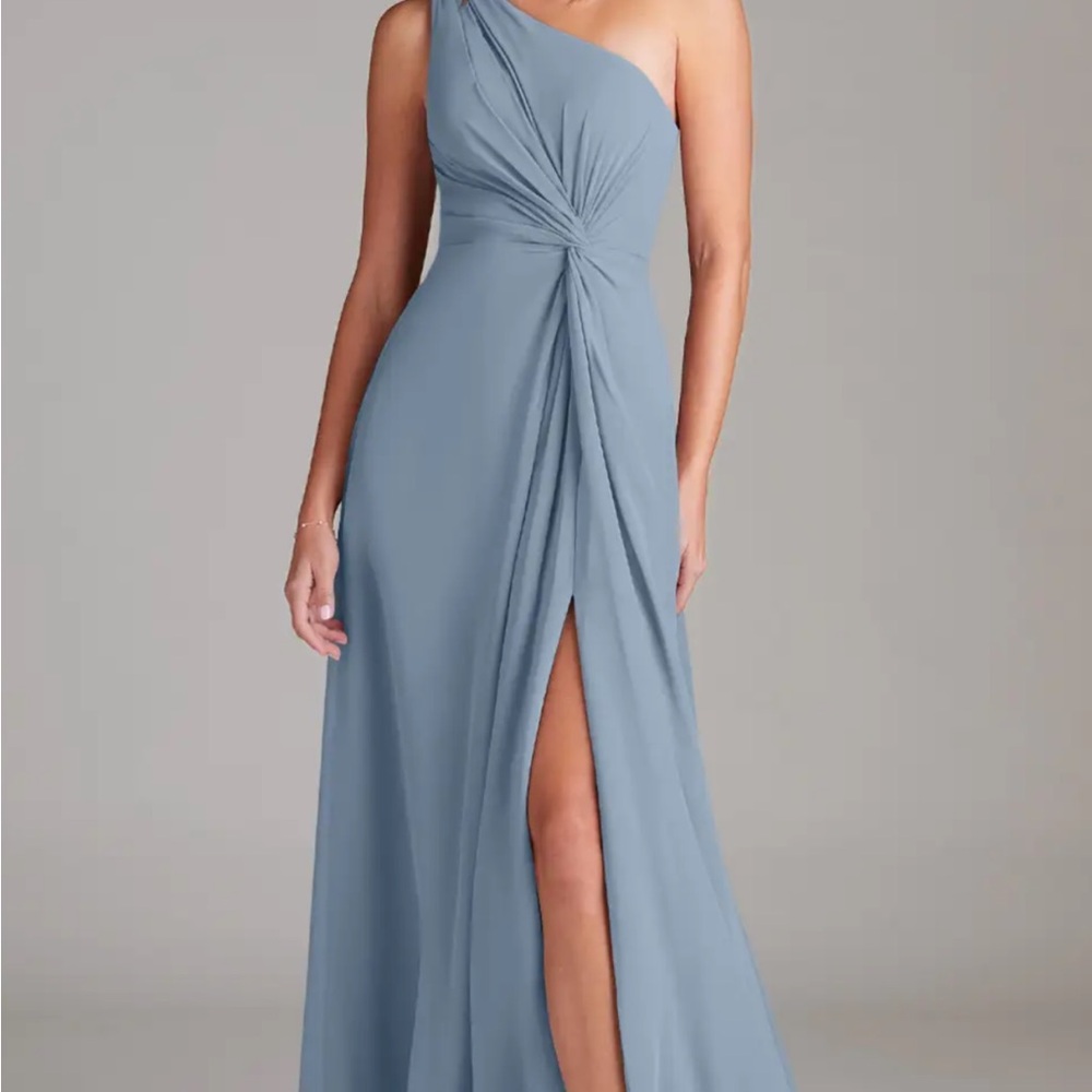 Azazie Brooke Dusty Blue Dress
